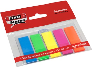 BLISTER POST-ITS 13X43MM C/25X5 CORES NEON