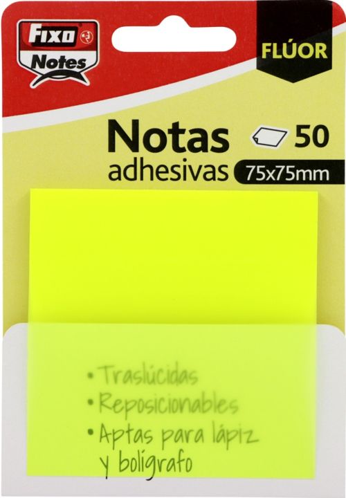 BLOCO NOTAS ADESIV. FIXO 75X75MM SEMI-TRANSP. AMARELO
