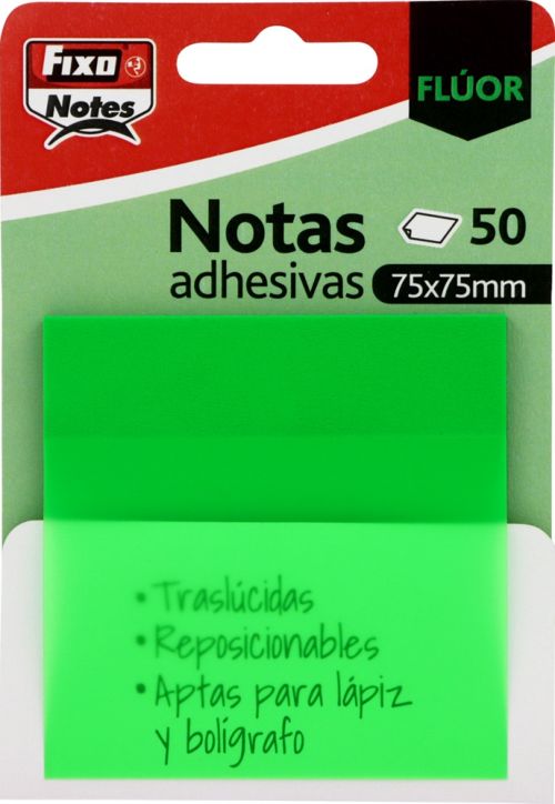 BLOCO NOTAS ADESIV. FIXO 75X75MM SEMI-TRANSP. VERDE