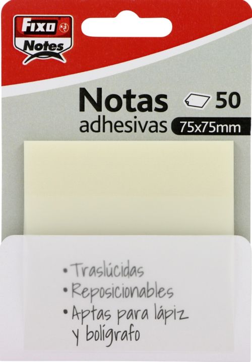 BLOCO NOTAS ADESIV. FIXO 75X75MM SEMI-TRANSP.