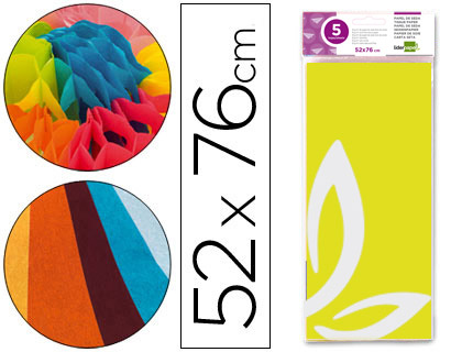 PAPEL SEDA AMARELO BOLSA DE 5 und. 52X76