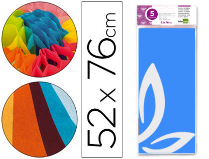 PAPEL SEDA AZUL TURQUESA BOLSA DE 5 und. 52X76