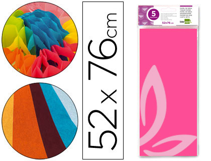 PAPEL SEDA ROSA BOLSA DE 5 und. 52X76