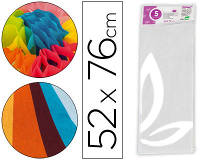 PAPEL SEDA BRANCO BOLSA DE 5 und. 52X76