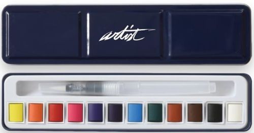 AGUARELA ARTIST PREMIUM CX.METAL 12 CORES + PINCEL