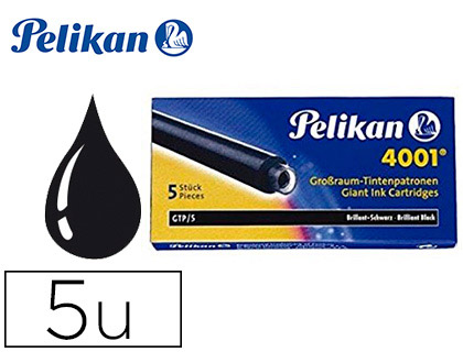 TINTA PELIKAN GTP CAIXA C/5 CARTUCHO PRETO – 90398