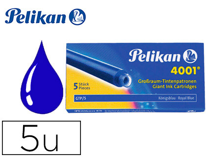 TINTA PELIKAN GTP CAIXA C/5 CARTUCHO AZUL – 90399
