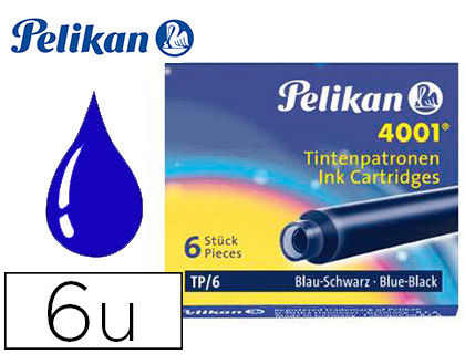 TINTA PELIKAN TP6 CAIXA C/6 CARTUCHO AZUL/PRETO – 90405