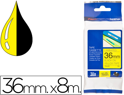 FITA BROTHER TZE-661 AMAR./PRETO 36MM X 8M – 95266