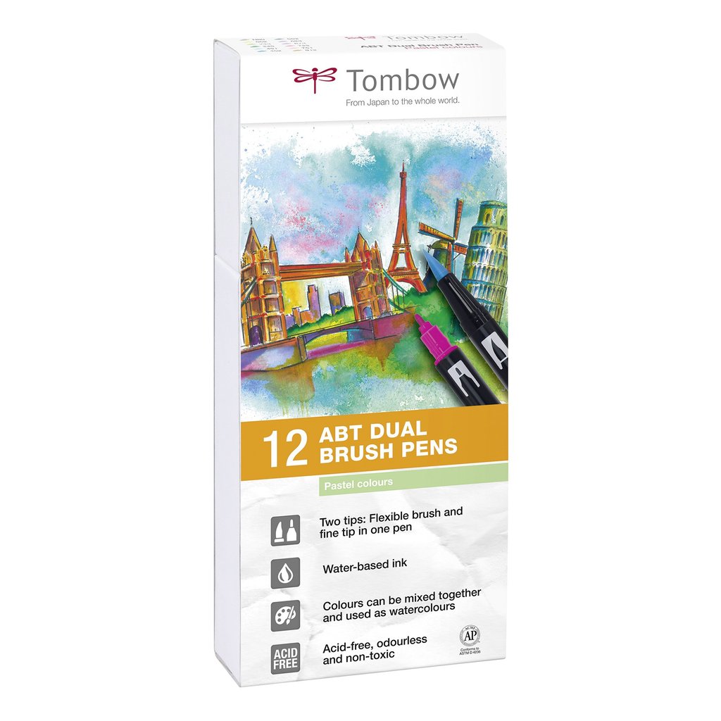 KIT TOMBOW DUAL BRUSH PEN ABT PASTEL COLORS C/12 PCS