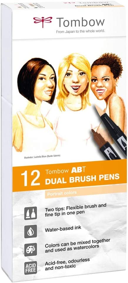 KIT TOMBOW DUAL BRUSH PEN ABT PORTRAIT COLORS C/12 PCS