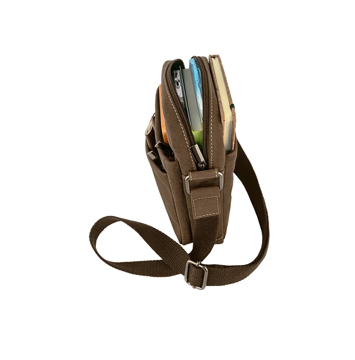 Bolsa Tiracolo Homem em Pele c/Fecho Int BAUSS Castanho