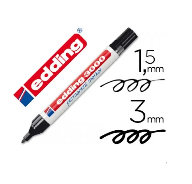 MARCADOR EDDING 3000 PRETO PERMANENTE 1,5-3mm