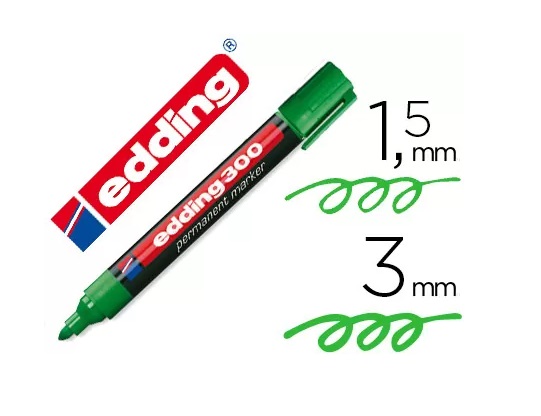 MARCADOR EDDING 300 VERDE PERMANENTE 1,5-3mm