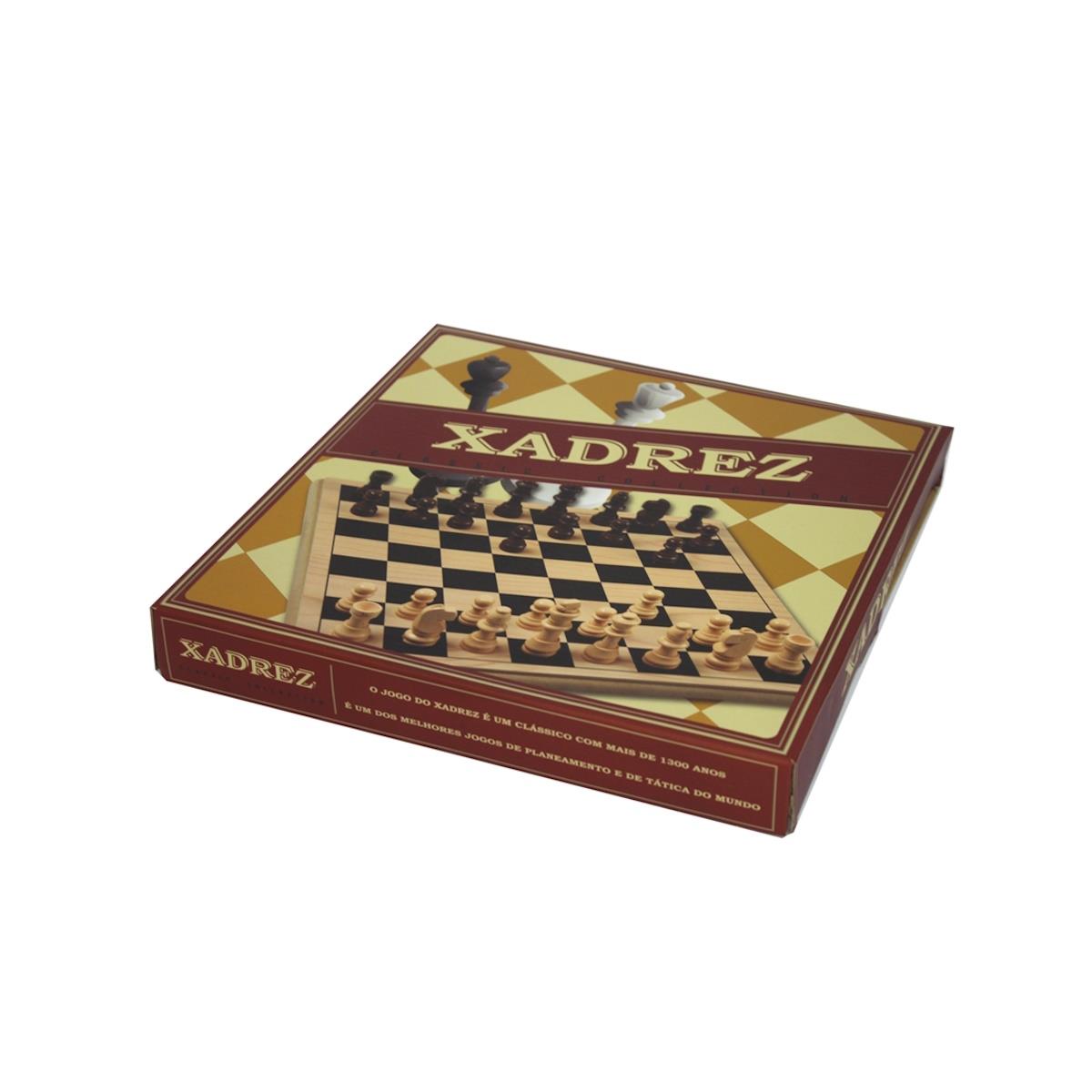JOGO TABULEIRO XADREX MADEIRA 28X28CM