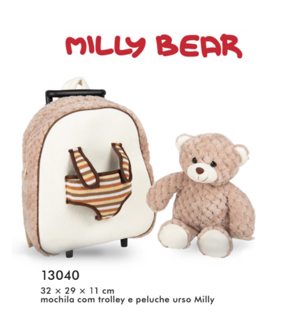 MOCHILA C/TROLEY + PELUCHE URSO MILLY 32X29X11 – 13040