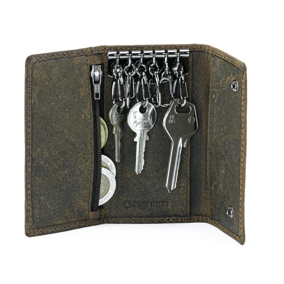 Porta-chaves Pele + Porta-moedas e Cartões LUPEL Castanho