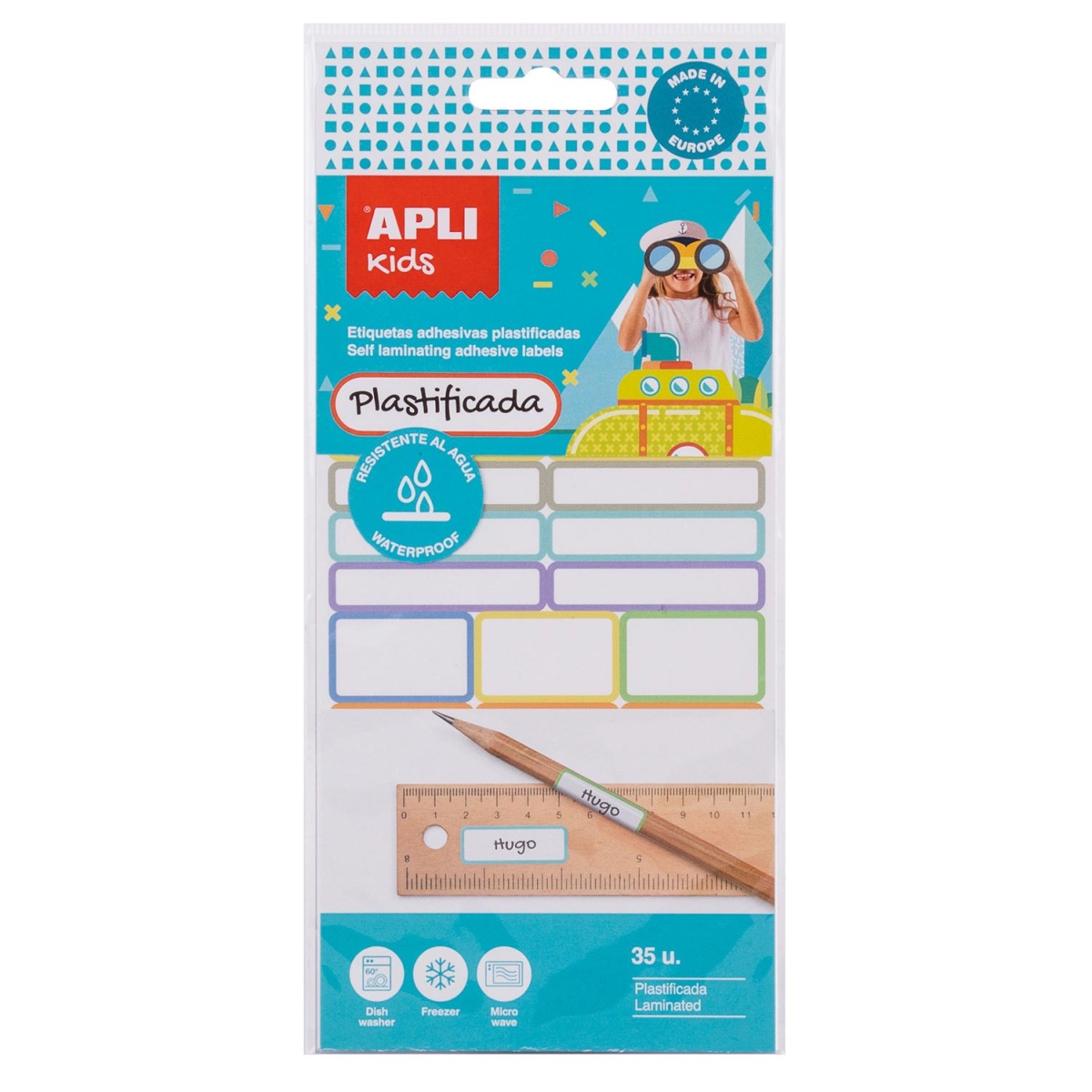 ETIQUETAS ESCOLARES ADESIVAS APLI KIDS BLISTER C/35 ETIQ
