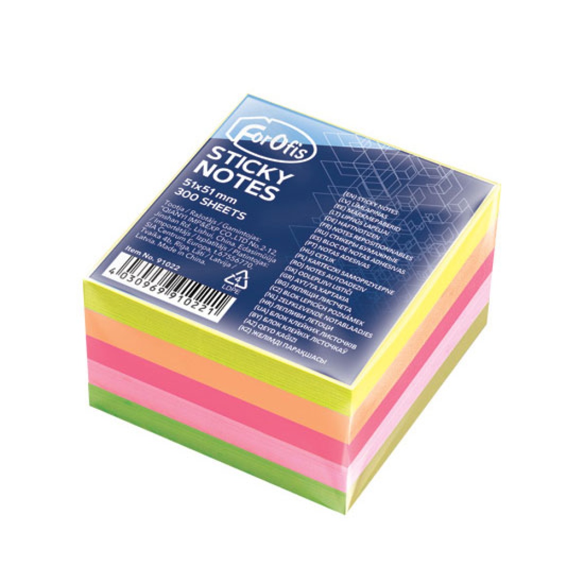 BLOCO NOTAS MULTICOLOR FOROFIS NEON 51X51MM C/300 FLS