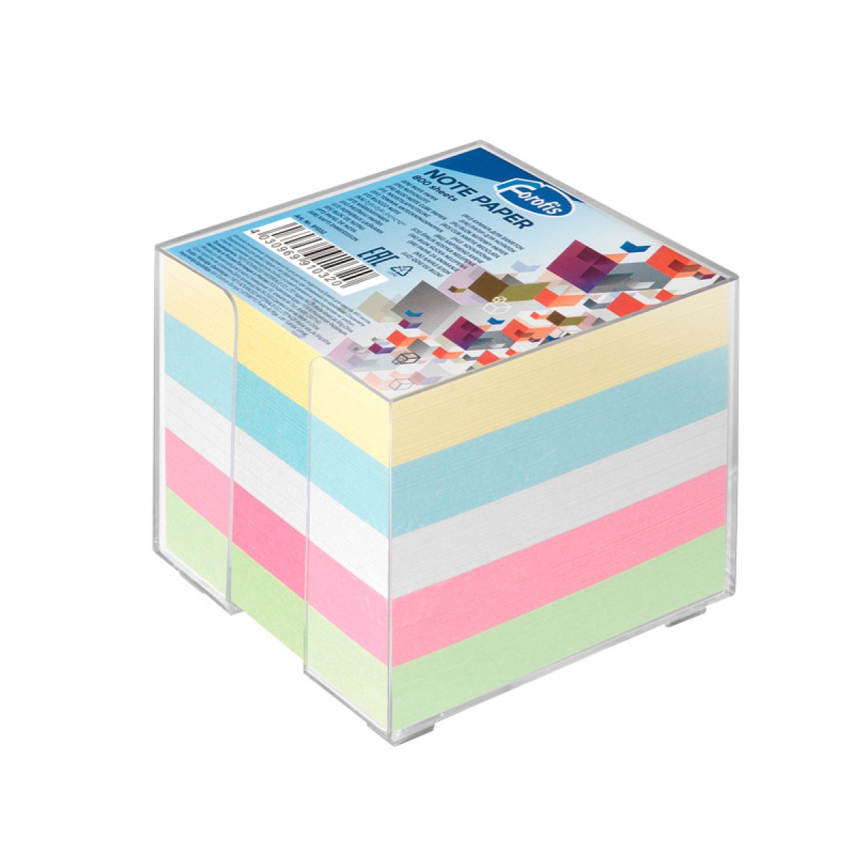 BLOCO NOTAS FOROFIS LISO C/5 CORES 90X90MM C/800FLS + BASE