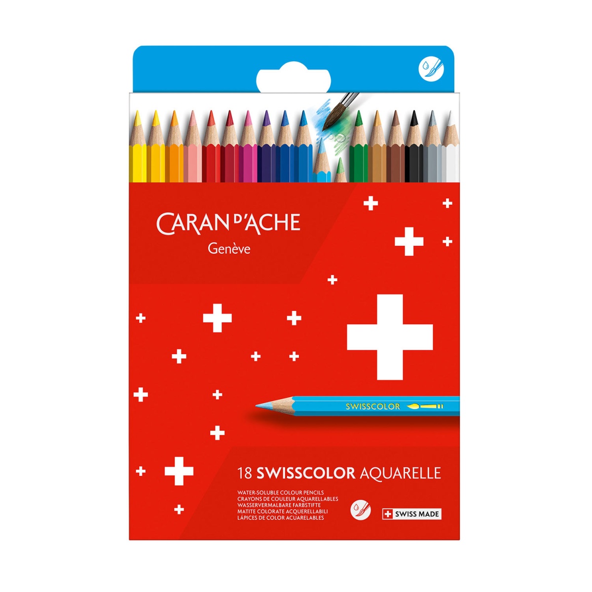LAPIS DE COR CARAN D´ACHE SWISSCOLOR AQUARELLE 18 CORES