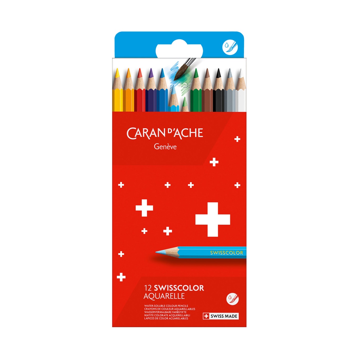 LAPIS DE COR CARAN D´ACHE SWISSCOLOR AQUARELLE 12 CORES