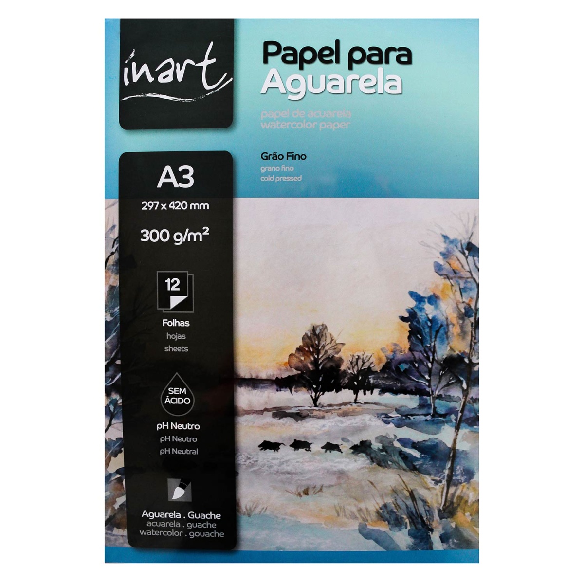 BLOCO AGUARELA INART A3 300GR 12FLS – 1550399059