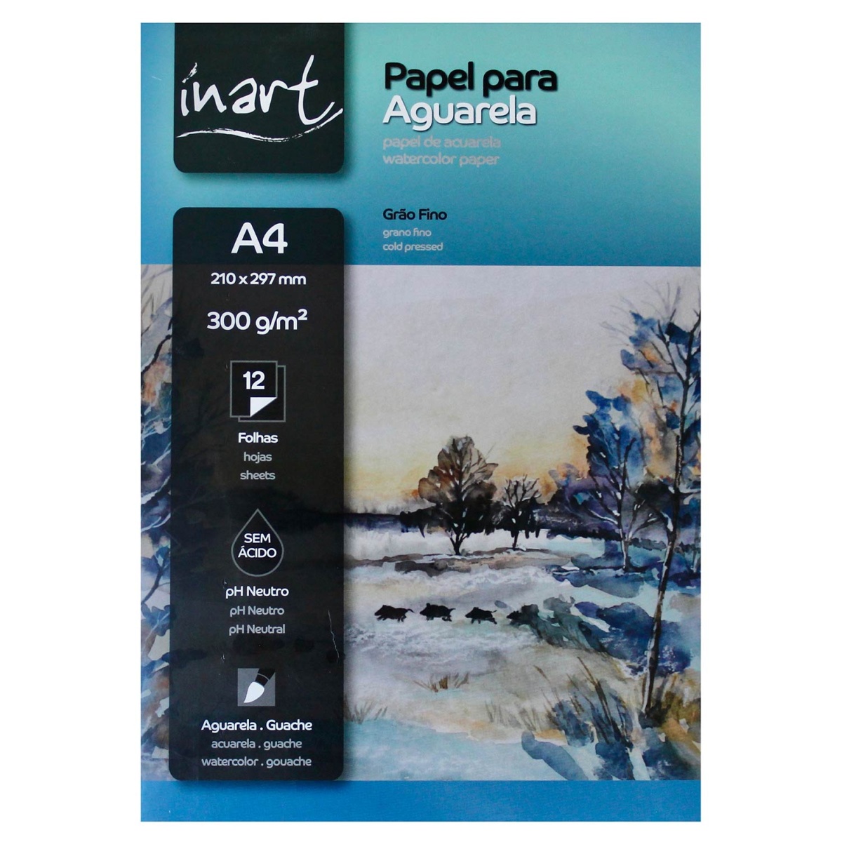 BLOCO AGUARELA INART A4 300GR 12FLS – 1550399058