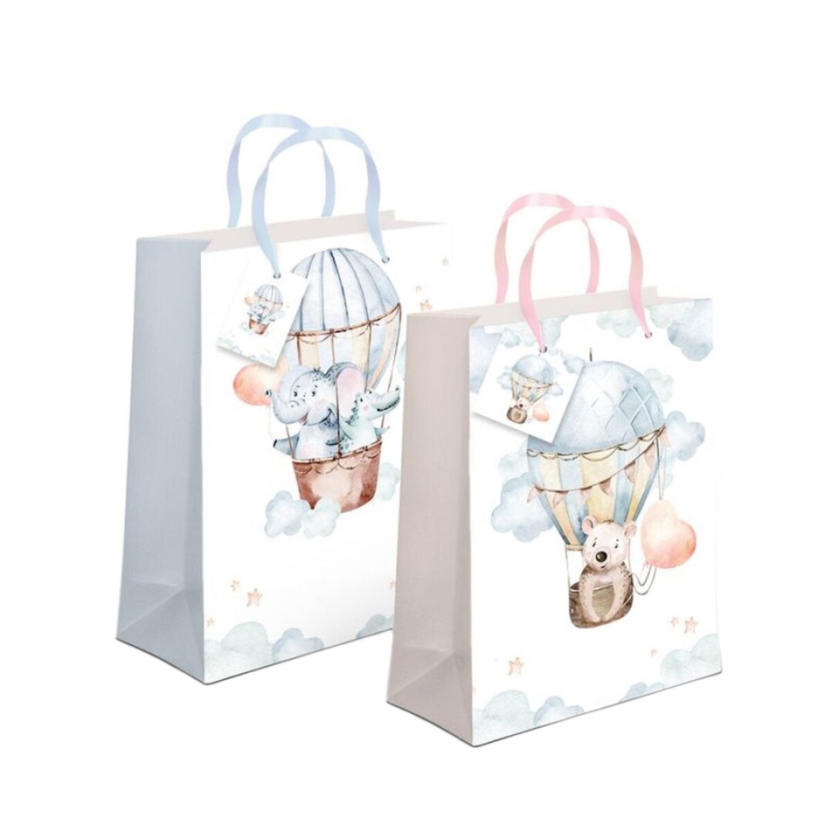 Saco Papel Asa Tecido 18x23x10cm D`Casa Balao Ar Quente