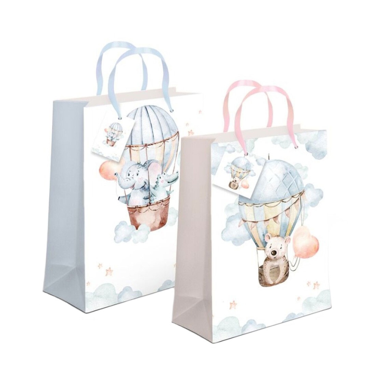 Saco Papel Asa Tecido 26x32x10cm D`Casa Balao Ar Quente