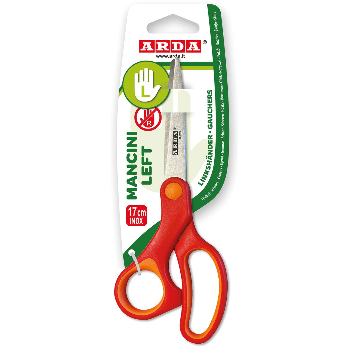 TESOURA ESCOLAR ARDA 17CM P/ESQUERDINOS – FB1306