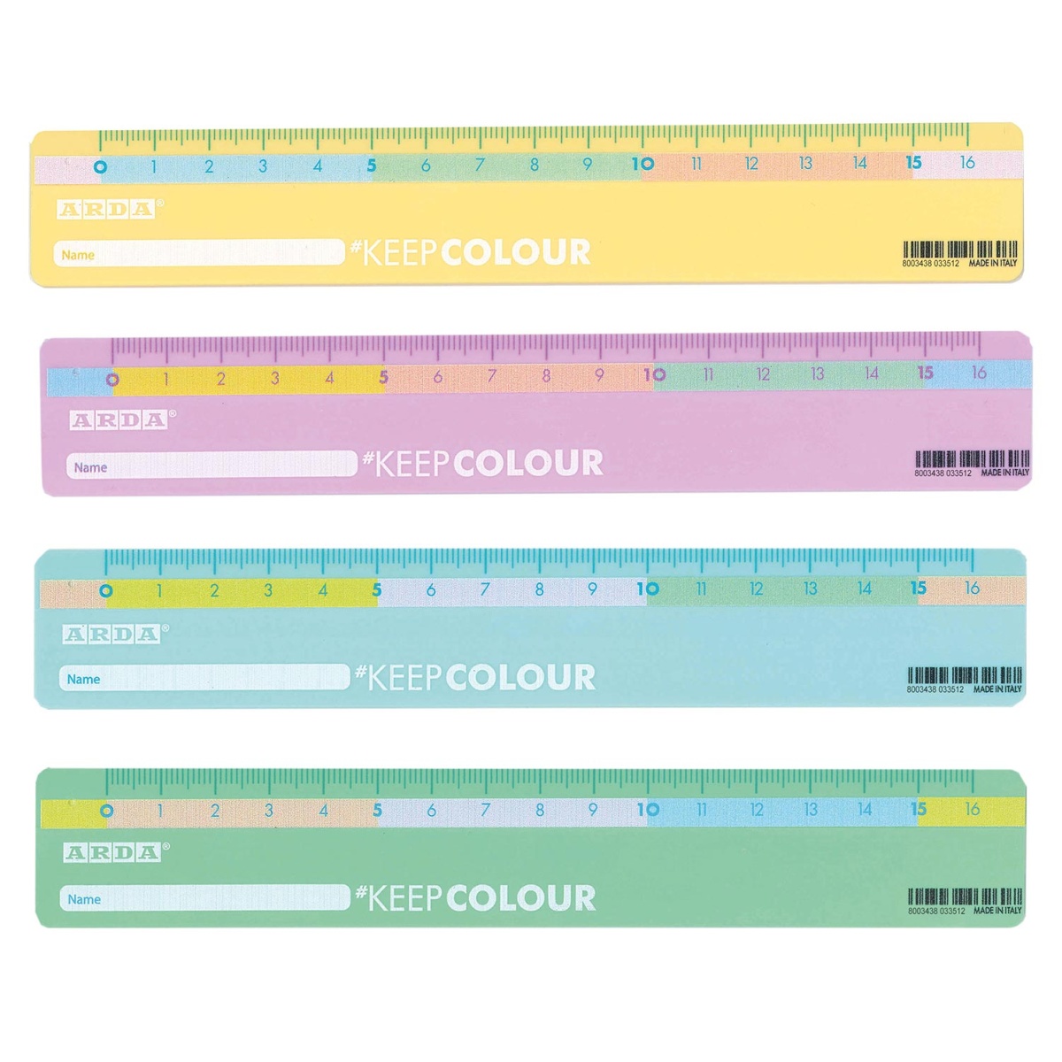 REGUA PLASTICA ARDA KEEP COLOUR 16CM V/ CORES PASTEIS