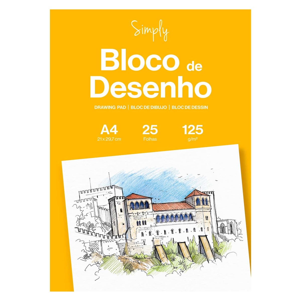 BLOCO DESENHO SIMPLY A4 125GR C/25 FOLHAS