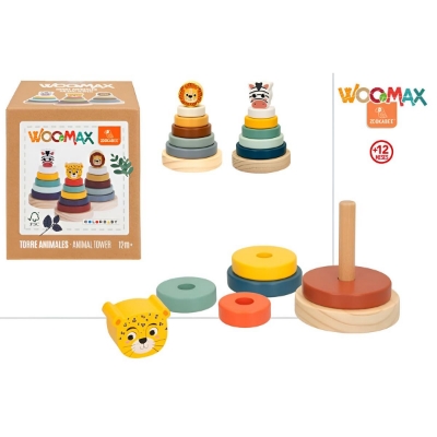 PIRAMIDE DE ARGOLAS DE MADEIRA ANIMAIS WOOMAX 47583