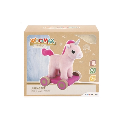 UNICORNIO PELUCHE DE PUXAR MADEIRA WOOMAX 39239